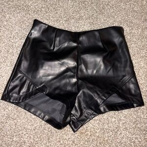 Black Leather Women's Shorts